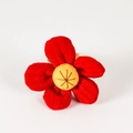 Rond de serviette artisanal en tissu rouge avec centre jaune et base dorée - Rouge