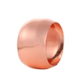 Rose gold striped metal napkin ring with horizontal textured finish and polished interior - Drum Striped / Rose Gold