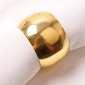 Elegant gold metal napkin ring with drum stripes for luxury hotel table settings - Drum Striped / Gold