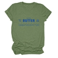 Détail du t-shirt vert avec graphique d'étiquette salted butter et texture chinée - S / Vert olive