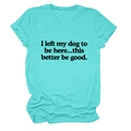 Detailed flat lay of teal crew neck t-shirt with humorous dog-themed text print - Deep Water Blue (Black Text)