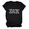 Detail of black cotton round neck T-shirt with humorous white dog slogan print - Black (White Text)