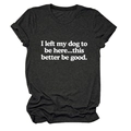 Close-up of charcoal grey cotton T-shirt with humorous white dog-themed text print - Heather Charcoal (White Text)