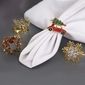 Set de servilleteros navideños con alce dorado, coche rojo, corona y copo de nieve - Colección de Juego de Navidad de 4 Piezas (ZWZ-XMS-029)