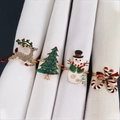 Set of four Christmas napkin rings with reindeer, tree, snowman and cane designs - Reindeer Christmas Tree Snowman And Candy Cane Style (Set 11)