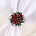 Kreativer Serviettenring mit Weihnachtsstern und roter Emaille für Tischdekorationen - Weihnachtsblumen-Stil