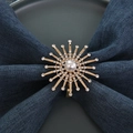 Elegant starburst napkin ring with pearl and rhinestones for upscale table settings - Firework Rhinestone Pearl Style