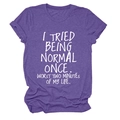 Détail d'un t-shirt violet à col rond avec message imprimé blanc pour femmes - S / Violet (Police Blanche)