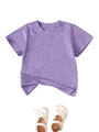 Flat lay of a casual purple kids T-shirt paired with white bow-knot baby princess shoes - 120cm / Purple
