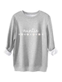 Details des grauen Auntie-Sweatshirts mit Gänseblümchen-Print und Fleecefutter - S / Hellgrau