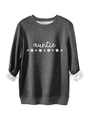 Détail de la doublure en polaire blanche et broderie marguerite sur sweat gris foncé - Gris clair