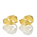 Elegante gouden servetringen met dubbel bladontwerp en gepolijste metalen afwerking - 18K Goud