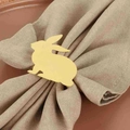Vintage golden bunny napkin ring on linen cloth with elegant ceramic dinnerware - Gold Rabbit Napkin Ring