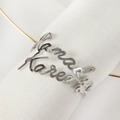 Silver Ramadan Kareem hollow letter napkin ring with elegant metallic finish on table - Ramadan Kareem Style (B) / Silver