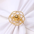 Elegant gold metal hollow rose napkin ring with spiral flower design for table setting - Spiral Flower with Bead Style / Gold