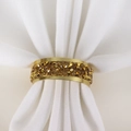 Elegant gold alloy napkin ring with amber crystals on a white fabric napkin decoration - Gold Rhinestone Round Napkin Ring