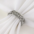 Luxury silver napkin ring with shimmering rhinestone inlay for hotel table decoration - Silver Rhinestone Round Napkin Ring