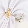 Easter rabbit napkin ring in gold and silver finish with colorful flower basket detail - Standing with Basket Style (Style 3)