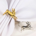 Creative rabbit napkin rings in gold and silver metal for elegant Easter table decor - Active Running Style (Style 1)