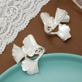 Silver ginkgo leaf napkin rings with white oil detail on a mint green ceramic plate - White (Vintage Silver)