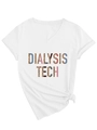 Dettaglio maglietta bianca con scollo a V, stampa Dialysis Tech leopardata e nodo laterale - S / Bianco