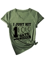 Detail of army green V-neck T-shirt with '100 Days of School' text and baseball graphic - S / Olive Green (Black Print)