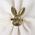 Golden bunny metal napkin ring with detailed rabbit head for Easter table decor - Gold