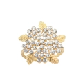 Golden snowflake leaf napkin ring with sparkling rhinestones for table settings - Matte Gold Rhinestone Leaf