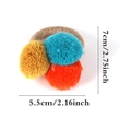 Handmade Christmas jute napkin ring with blue yellow and red pom-poms 7cm high - Three-color Pom-pom Style (Orange/Blue/Yellow)