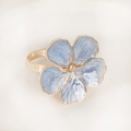 Portatovaglioli elegante con fiore blu e bordo dorato per matrimoni e arredo hotel - Stile Petalo in Smalto Blu