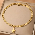 Tobillera de cadena Figaro dorada con colgante de estrella de mar y cierre ajustable - Dorado (C6277)