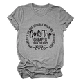 Dettaglio maglietta in cotone grigio con stampa circolare nera Girl's Trip 2026 - S / Grigio Scuro (Font Nero)