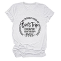 Detailed view of white cotton t-shirt featuring black Girls Trip 2026 graphic print - S / Sand (Black Font)
