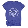 Detail of blue heather T-shirt with white Girls Trip graphic and crew neck texture - S / Retro Blue (White Font)