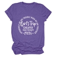 Detail of purple casual crew neck t-shirt featuring white Girls Trip script printing - S / Purple (White Font)