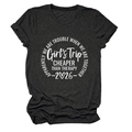 Dark gray cotton Girl's Trip graphic t-shirt with white circular typography print - S / Black (White Font)