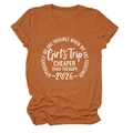 Detail of rust red t-shirt showing Girls Trip slogan print and rolled sleeve cuffs - S / Burnt Orange (White Font)