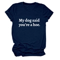 Detail of navy blue cotton t-shirt featuring white slogan print and rolled sleeve cuffs - S / Navy Blue (White Font)