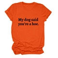 Close-up of bright orange crewneck t-shirt featuring black slogan print and cotton texture - S / Orange (Black Font)