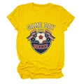 Vue détaillée à plat du t-shirt de football jaune Game Day 2026 avec imprimé vintage US - S / Jaune