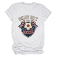 Détail de l'imprimé rétro soccer 2026 sur un t-shirt blanc en coton à col rond - S / Blanc