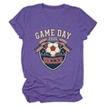 Détail de la texture chinée violette et du graphisme bouclier soccer 2026 sur le t-shirt - S / Violet