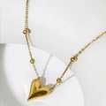 Collar minimalista de acero inoxidable dorado con colgante de corazón y cuentas finas - Estilo Corazón Dorado (C2421)