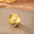 Vintage Sonnenring in Goldoptik mit Flammen aus poliertem Edelstahl für Damen - Goldene Sonnengott-Stil (C8761)