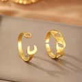 Verstellbarer vergoldeter Edelstahlring mit Schraubenschlüssel- und Kettenglied-Design - Goldener Schraubenschlüssel- und Kettenhohlstil (C7077)