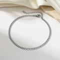 Classic silver Cuban link chain necklace with lobster clasp on minimalist decorative background - Silver (C4840)