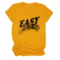 Dettaglio della trama in cotone della t-shirt gialla con stampa tigre e scritta Easy - S / Giallo Senape (Testo Nero)