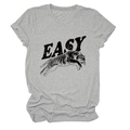 Detail of grey crew neck T-shirt featuring black EASY text and jumping tiger sketch print - Light Grey (Black Text)