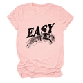 Detailed flat lay of pink t-shirt featuring tiger graphic and black easy letter print - Pink (Black Text)