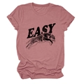 Detail of dusty rose T-shirt featuring a vintage EASY print and jumping tiger graphic - Rose Gold (Black Text)